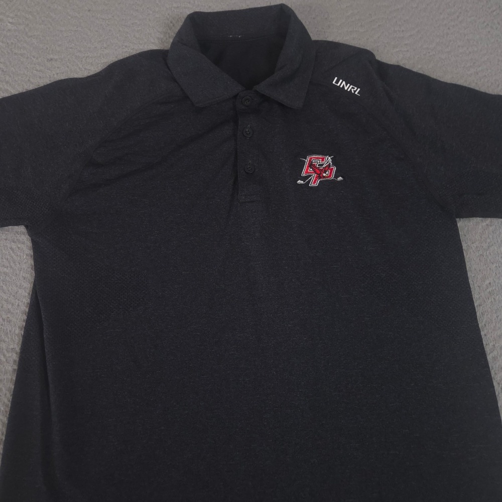UNRL Polo Shirt Mens M Black Legend Eden Prairie Eagles Hockey Performance Knit